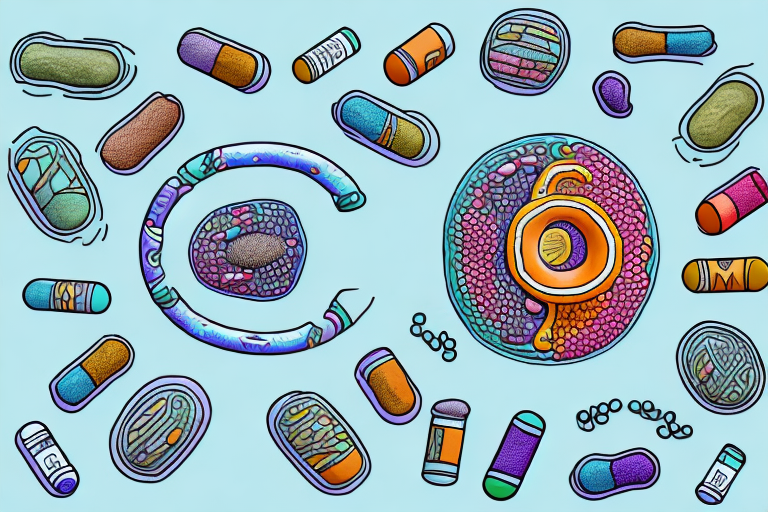 A mitochondrion surrounded by various supplements