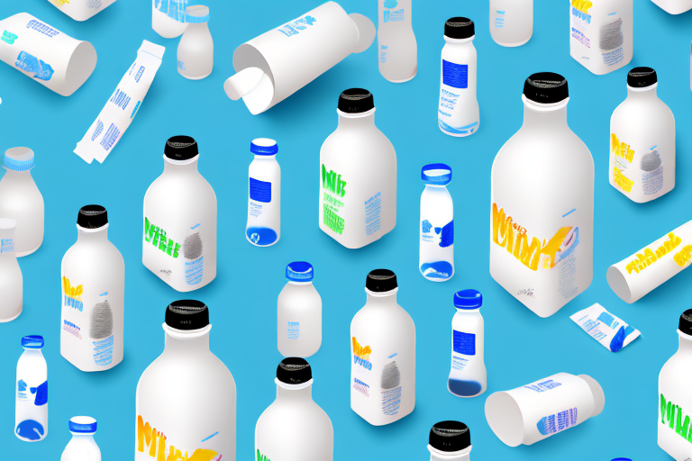 A variety of milk bottles and supplements to represent increasing milk supply